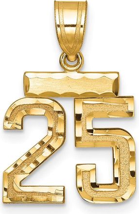 Diamond2Deal 14k Yellow Gold Small Brushed Diamond-cut Number Charm Pendant