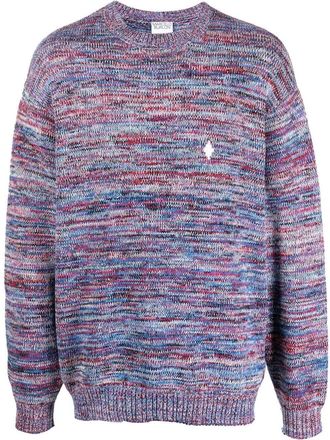 Marcelo Burlon logo-patch crew-neck jumper - men - Nylon/Cotton/Polyester - M - Purple