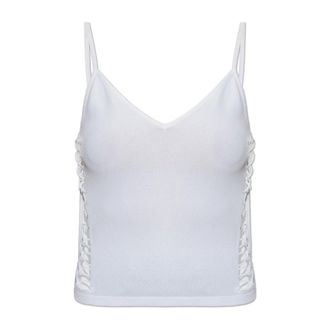 Dsquared2 Sleeveless Tops, female, White, Size: 2XS Top with decorative side cut-outs