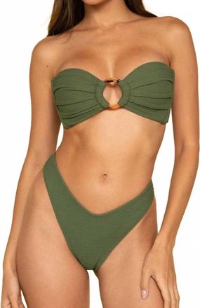 Montce Swim Micro Scrunch Tori Bandeau Bikini Top In Olive