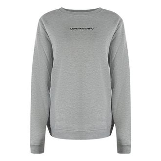 Moschino Womens Love Small Logo Grey Sweatshirt Cotton - Size X-Large