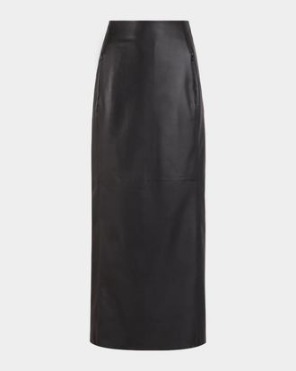 Alaia Soft Lambskin Leather Maxi Pencil Skirt