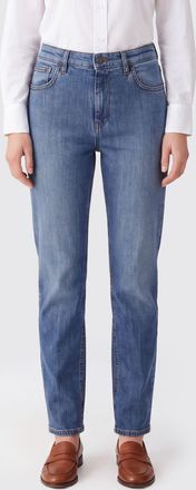 Fay Jeans skinny a vita media in denim di cotone blu a cinque tasche
