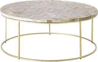 Maisons du monde Mesa de centro de piedra con motivos de zigzag D.101