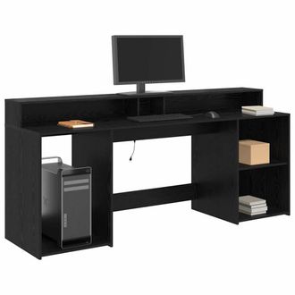 Berkfield Home Modern Desk Black Oak 200x55x91 cm Engineered Wood | Size: 200 x 55 x 91 cm