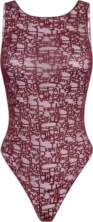 Elisabetta Franchi Body de tul con logo - Tops - Mujer - Rojo - S