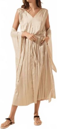 Lyss&eacute; The Packable Pleated Dress In Champagne