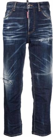 Dsquared2 Jeans met geborduurde distressed details - Dames - Regular Fit Jeans - Blauw - S - Katoen - Jeans