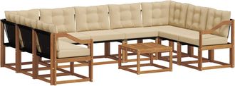 vidaXL Conjunto De Sof&aacute;s De Exterior 10 Uds. Natural Y Beige Vidaxl