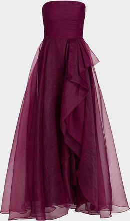 Theia Teresa Draped Strapless Gown