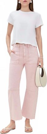 LE JEAN Utility Soft Barrel Jeans In Dusty Pink