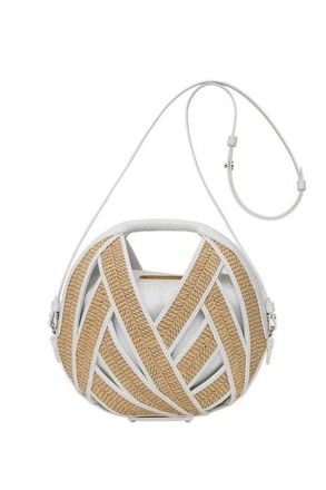 Perrin Paris Le Petit Panier Xbody Raphia in Raphia Beige /White at Nordstrom