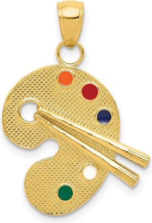 Diamond2Deal 14k Yellow Gold Enameled Artist Palette Pendant
