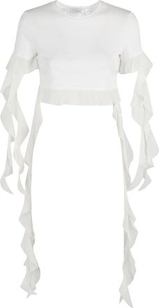 Blumarine Optical White Ruffled Top