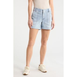 Democracy Scalloped Pocket Cuffed Denim Shorts in Light Blue Artisanal at Nordstrom Rack, Size 12