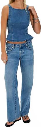 Free People Sunfaded Denim Top In Steel Blue