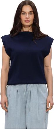 Minus Dames, Truien, Blauw, Maat: 2XL Katoen