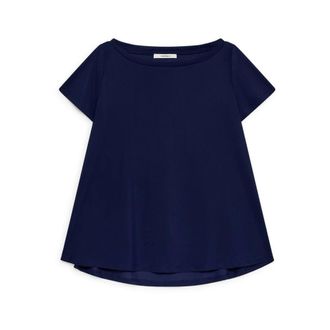 Maliparmi Blouses, female, Blue, Size: XL Soft Jersey T-shirt