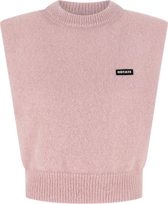 Rotate Knit Cropped Vest - Dames - Ronde hals truien - Roze - XS - Wol - Truien & Vesten