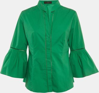 Carolina Herrera Green Cotton Flared Sleeve Blouse