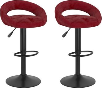 vidaXL Taburetes De Cocina 2 Unidades Terciopelo Rojo Tinto Vidaxl