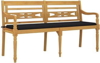 vidaXL Vidaxl - Banco Batavia Con Coj&iacute;n Negro Madera Maciza De Teca 150 Cm