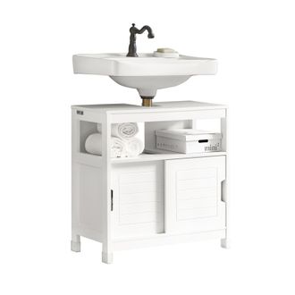 SoBuy Mueble Para Debajo Del Lavabo,armario De Ba&ntilde;o De Suelo,1 Estante Y 2 Puertas Correderas,h60cm,frg128-w Sobuy Es