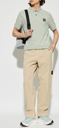 Stone Island Polo Shirt With Logo Patch, Mens, Green