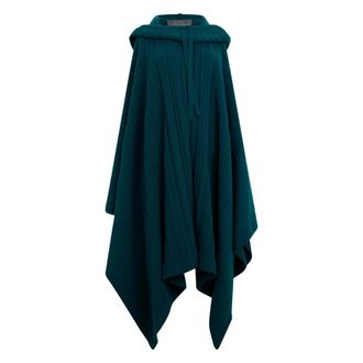Alberta Ferretti Wool Cloak with Hood - female - Alberta Ferretti - Ponchos - Green - S - Jackets