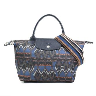 Longchamp Nylon Leather Handbag Shoulder Bag (Pre-Owned)