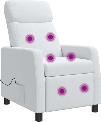 vidaXL Silla De Masajes Reclinable Blanco Tela Vidaxl