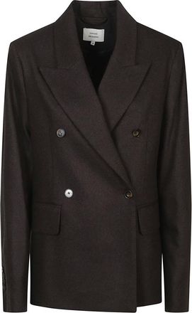 Loulou Studio Jassen, Dames, Bruin, S, Leer, Gina Double Breasted Jacket