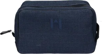 Herm&egrave;s Navy Toile Chevron Clutch Bag Pouch (Pre-Owned)