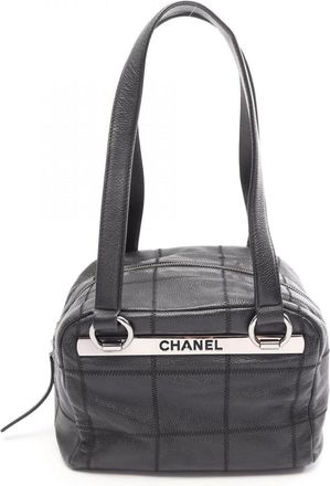 Chanel Black Grained Calfskin Handbag Tote Bag (Pre-Owned)