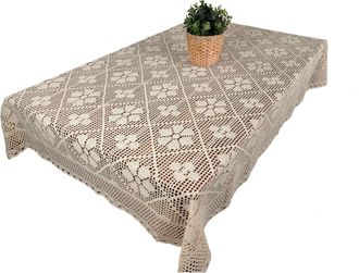 OEM Mantel De Encaje Beige Natural 140/280, Mantel De Algod&oacute;n A Crochet Estilo Boho
