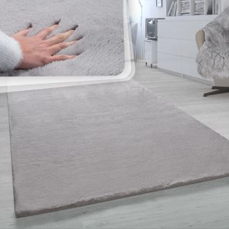 Paco Home Paco Home - Alfombra Pelo Largo Sal&oacute;n Sint&eacute;tica Supersuave Imitaci&oacute;n Pelo Conejo Gris 180x200 Cm Ovalado