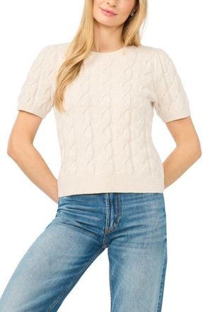 CeCe by Cynthia Steffe Cotton Blend Cable Knit Sweater in Sugar at Nordstrom, Size X-Large