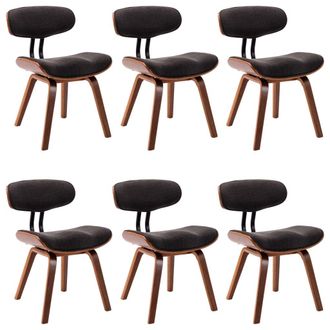 vidaXL Sillas De Comedor 6 Uds Madera Curvada Gris Y Tela Vidaxl
