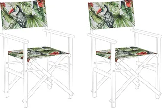 Beliani Beliani - Conjunto De 2 Telas De Poli&eacute;ster Multicolor Para Silla De Jard&iacute;n Patr&oacute;n De P&aacute;jaro Tuc&aacute;n Moderno Exterior Cine