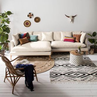 Maison Belfort home24 Eva Padberg Collection Ecksofa XL Lavina 2,5-Sitzer Cremeweiß Webstoff 328x92x131 cm