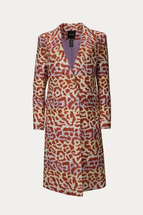 Smythe Peaked Lapel Overcoat In Lavender/rust Leopard
