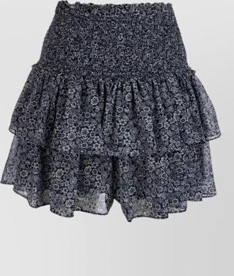 Michael Kors layered skirt floral pattern ruffled smocked waistband