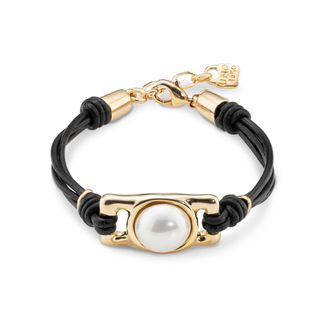 UNOde50 Rectangular Bead Leather Bracelet