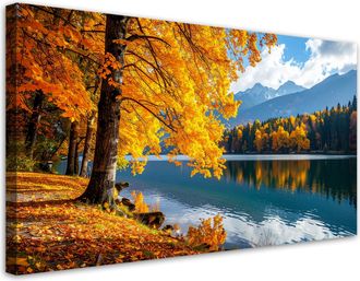 Feeby Impresi&oacute;n De Imagen, Paisaje Oto&ntilde;al Lago Monta&ntilde;as Naturaleza, 120x60