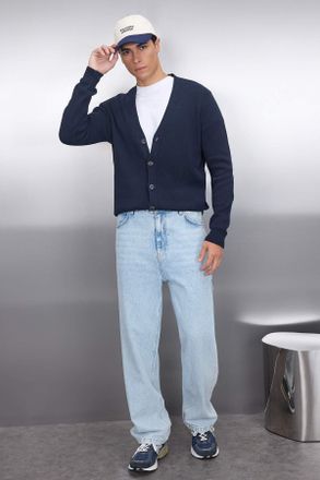 Trendyol MAN Heren Donkerblauw Effen Lang Getailleerd Vesten