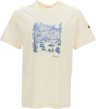 Moncler Off White None Graphic Crew Neck T-Shirt