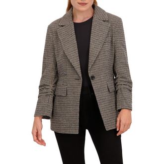 Ookie & Lala Houndstooth Ruched Sleeve Blazer in Grey/Black at Nordstrom Rack, Size X-Large