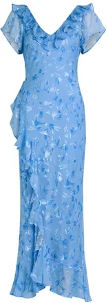 Rixo Rixo Meadow Devor&eacute; Silk-blend Midi Dress - Blue - 16 (UK 16 / XL)