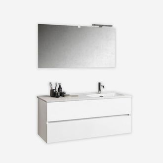 Aqa Mobile Bagno Sospeso Con Specchio E Lavabo Orizon Dx - Bianco