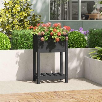 vidaXL Vidaxl - Fioriera Con Mensola Grigia 54x34,5x81cm Legno Massello Di Pino
